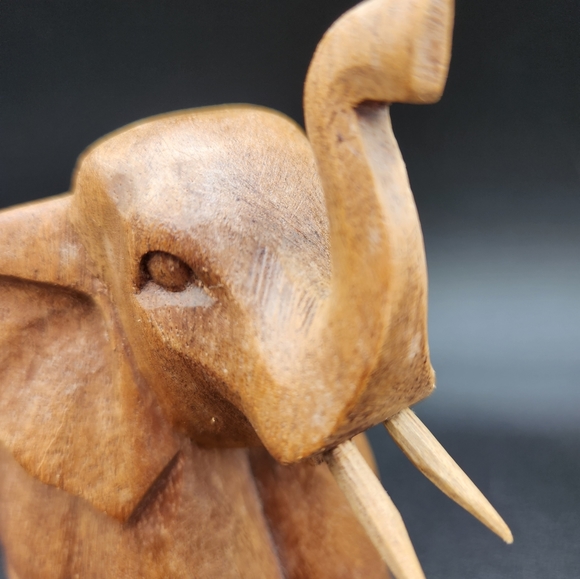 Carved Wooden Elephant Figurine - Picture 5 of 8